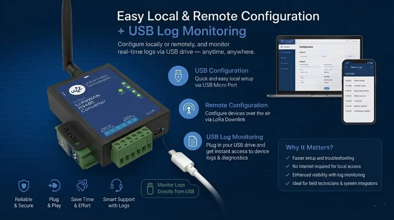 USB Log Monitoring — Easy local and remote configuration