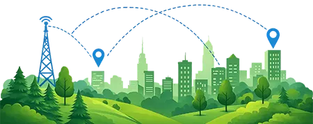 LoRaWAN long-range connectivity icon